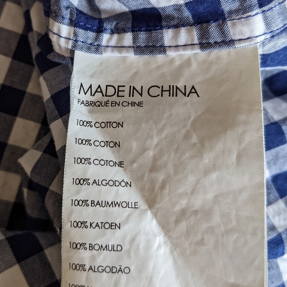 Club Monaco Men's Slim S Blue Check Button Down - Picture 7 of 7